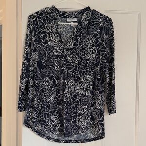 Charter Club Navy Floral Women's Top